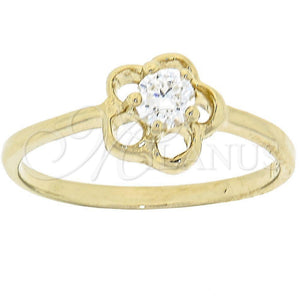 Anillo Multi Piedra 5.166.030.07 Oro Laminado, Diseño de Flor, con Blanca Zirconia Cubica, Pulido, Tono Dorado (Size 7)