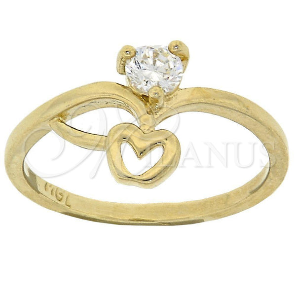 Anillo Multi Piedra 5.166.033.06 Oro Laminado, Diseño de Manzana, con Blanca Zirconia Cubica, Pulido, Tono Dorado (Size 6)