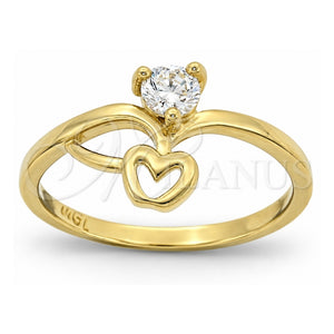 Anillo Multi Piedra 5.166.033.06 Oro Laminado, Diseño de Manzana, con Zirconia Cubica Blanca, Pulido, Tono Dorado (Tamaño 6)
