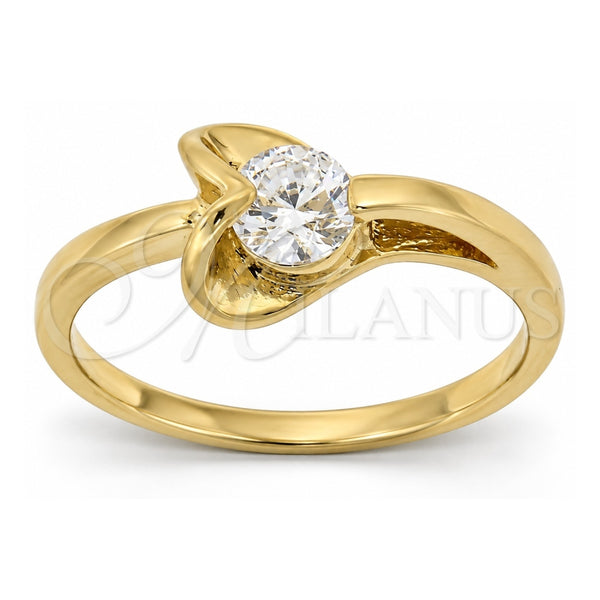Anillo Multi Piedra 5.166.029.06 Oro Laminado, Diseño de Corazón, con Chanpan Oscuro Zirconia Cubica, Pulido, Tono Dorado (Size 6)