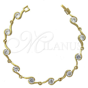 Pulsera Elegante 5.029.009 Oro Laminado, con Blanca Zirconia Cubica, Pulido, Tono Dorado (07 MM Thickness, 7 Inches Length)