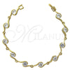 Pulsera Elegante 5.029.009 Oro Laminado, con Blanca Zirconia Cubica, Pulido, Tono Dorado (07 MM Thickness, 7 Inches Length)