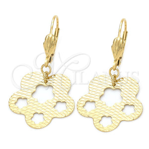 Arete Colgante 5.091.010 Oro Laminado, Diseño de Flor, Pulido, Tono Dorado