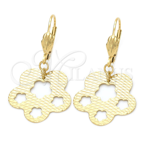 Arete Colgante 5.091.010 Oro Laminado, Diseño de Flor, Pulido, Tono Dorado