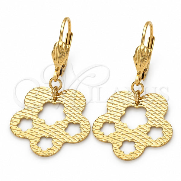 Arete Colgante 5.091.010 Oro Laminado, Diseño de Flor, Pulido, Tono Dorado