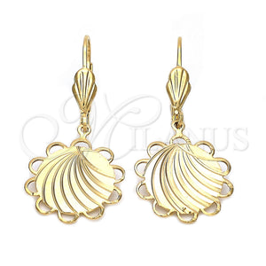 Arete Colgante 5.081.015.1 Oro Laminado, Diseño de Flor, Diamantado, Tono Dorado
