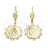 Arete Colgante 5.081.015.1 Oro Laminado, Diseño de Flor, Diamantado, Tono Dorado