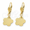 Arete Colgante 5.016.004 Oro Laminado, Diseño de Flor, Pulido, Tono Dorado