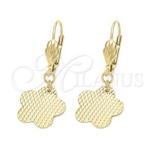 Arete Colgante 5.016.004 Oro Laminado, Diseño de Flor, Pulido, Tono Dorado