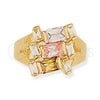 Anillo Multi Piedra 5.172.004.07 Oro Laminado, Diseño de Baguette, con Multicolor and Blanca Zirconia Cubica, Pulido, Tono Dorado (Size 7)