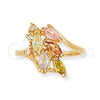 Anillo Multi Piedra 5.172.006.07 Oro Laminado, Diseño de Cluster, con Multicolor and Blanca Zirconia Cubica, Pulido, Tono Dorado (Size 7)