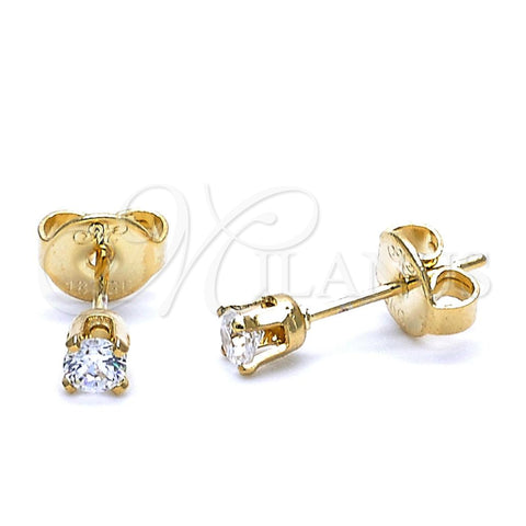 Arete Dormilona 5.128.015 Oro Laminado, con Blanca Zirconia Cubica, Pulido, Tono Dorado