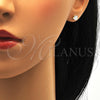 Arete Dormilona 5.128.017 Oro Laminado, con Blanca Zirconia Cubica, Pulido, Tono Dorado
