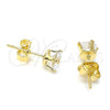 Arete Dormilona 5.128.017 Oro Laminado, con Blanca Zirconia Cubica, Pulido, Tono Dorado