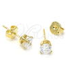 Arete Dormilona 5.128.017 Oro Laminado, con Blanca Zirconia Cubica, Pulido, Tono Dorado