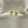 Arete Dormilona 5.128.017 Oro Laminado, con Blanca Zirconia Cubica, Pulido, Tono Dorado