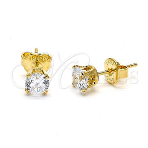 Arete Dormilona 5.128.017 Oro Laminado, con Blanca Zirconia Cubica, Pulido, Tono Dorado