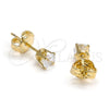 Arete Dormilona 5.128.016 Oro Laminado, con Blanca Zirconia Cubica, Pulido, Tono Dorado