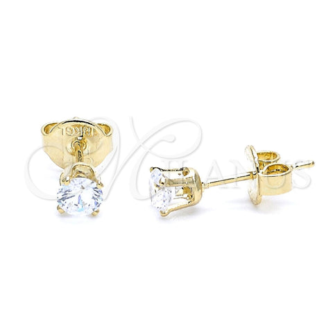 Arete Dormilona 5.128.016 Oro Laminado, con Blanca Zirconia Cubica, Pulido, Tono Dorado