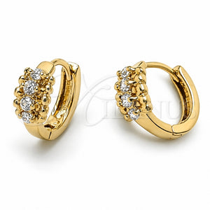 Argolla Huggie 5.130.019 Oro Laminado, con Blanca Zirconia Cubica, Pulido, Tono Dorado