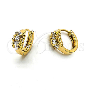 Argolla Huggie 5.130.019 Oro Laminado, con Blanca Zirconia Cubica, Pulido, Tono Dorado