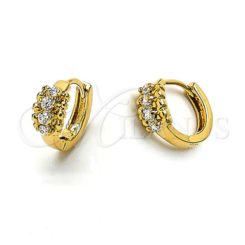 Argolla Huggie 5.130.019 Oro Laminado, con Blanca Zirconia Cubica, Pulido, Tono Dorado