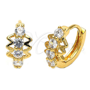 Argolla Huggie 5.130.019.1 Oro Laminado, con Blanca Zirconia Cubica, Pulido, Tono Dorado