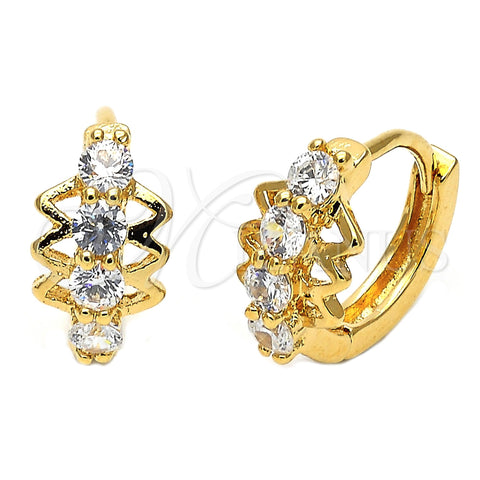 Argolla Huggie 5.130.019.1 Oro Laminado, con Blanca Zirconia Cubica, Pulido, Tono Dorado