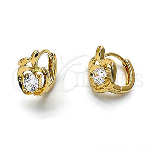 Argolla Huggie 5.132.029 Oro Laminado, Diseño de Manzana, con Blanca Zirconia Cubica, Pulido, Tono Dorado