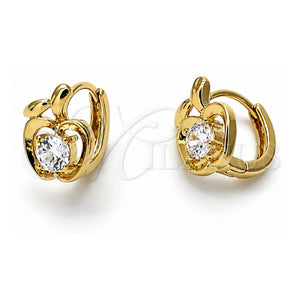 Argolla Huggie 5.132.029 Oro Laminado, Diseño de Manzana, con Blanca Zirconia Cubica, Pulido, Tono Dorado