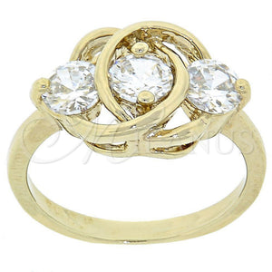 Anillo Multi Piedra 5.165.007.06 Oro Laminado, con Blanca Zirconia Cubica, Pulido, Tono Dorado (Size 6)