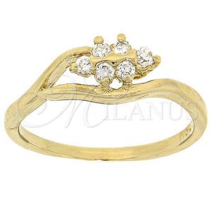 Anillo Multi Piedra 5.165.027.06 Oro Laminado, con Blanca Zirconia Cubica, Pulido, Tono Dorado (Size 6)