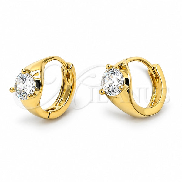 Argolla Huggie 5.132.024 Oro Laminado, con Blanca Zirconia Cubica, Pulido, Tono Dorado
