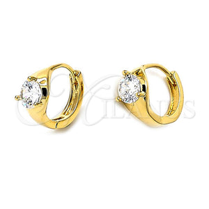 Argolla Huggie 5.132.024 Oro Laminado, con Blanca Zirconia Cubica, Pulido, Tono Dorado