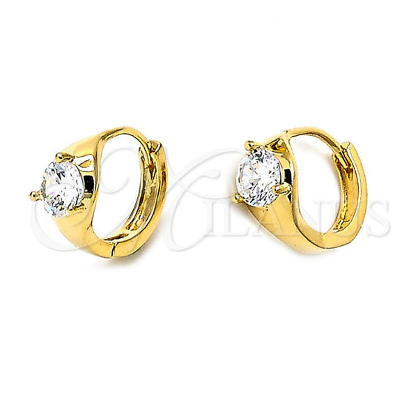 Argolla Huggie 5.132.024 Oro Laminado, con Blanca Zirconia Cubica, Pulido, Tono Dorado
