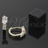 Argolla Huggie 5.132.016 Oro Laminado, con Blanca Zirconia Cubica, Pulido, Tono Dorado