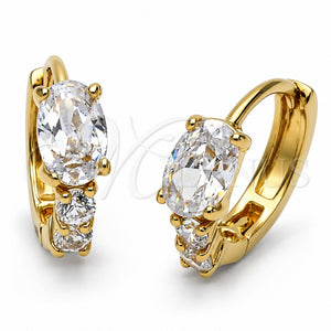 Argolla Huggie 5.132.016 Oro Laminado, con Blanca Zirconia Cubica, Pulido, Tono Dorado