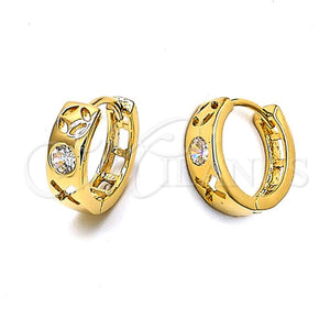 Argolla Huggie 5.131.031 Oro Laminado, con Blanca Zirconia Cubica, Pulido, Tono Dorado
