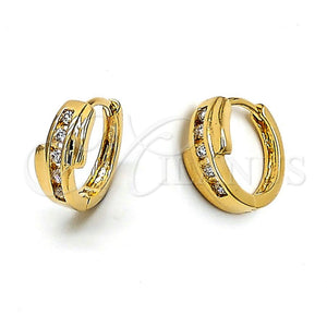 Argolla Huggie 5.132.006 Oro Laminado, con Blanca Zirconia Cubica, Pulido, Tono Dorado