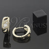 Argolla Huggie 5.131.024 Oro Laminado, con Blanca Zirconia Cubica, Pulido, Tono Dorado