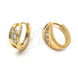 Argolla Huggie 5.131.024 Oro Laminado, con Blanca Zirconia Cubica, Pulido, Tono Dorado