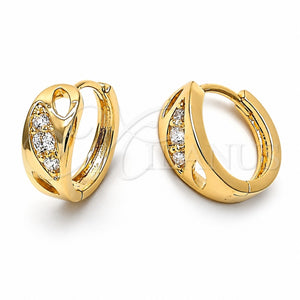 Argolla Huggie 5.131.024 Oro Laminado, con Blanca Zirconia Cubica, Pulido, Tono Dorado