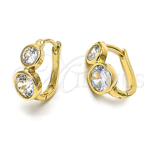 Argolla Huggie 5.130.023 Oro Laminado, con Blanca Zirconia Cubica, Pulido, Tono Dorado