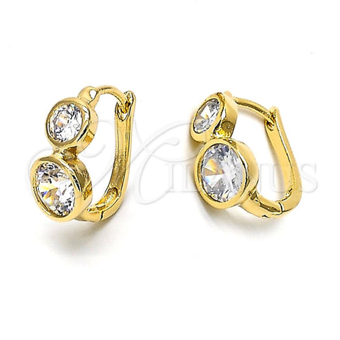 Argolla Huggie 5.130.023 Oro Laminado, con Blanca Zirconia Cubica, Pulido, Tono Dorado