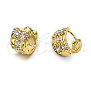 Argolla Huggie 5.132.003 Oro Laminado, con Blanca Zirconia Cubica, Pulido, Tono Dorado