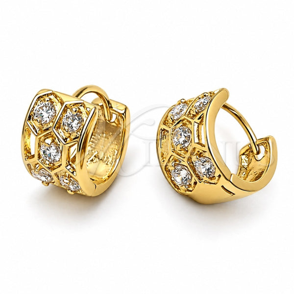 Argolla Huggie 5.132.003 Oro Laminado, con Blanca Zirconia Cubica, Pulido, Tono Dorado