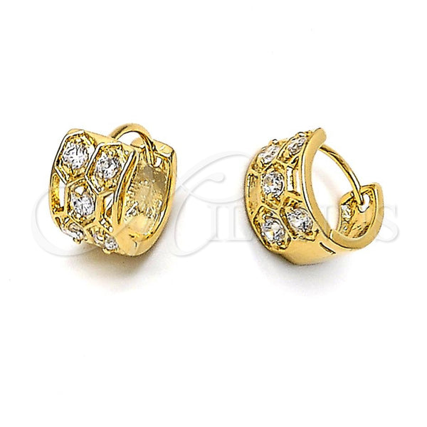 Argolla Huggie 5.132.003 Oro Laminado, con Blanca Zirconia Cubica, Pulido, Tono Dorado