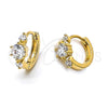 Argolla Huggie 5.130.010 Oro Laminado, con Blanca Zirconia Cubica, Pulido, Tono Dorado