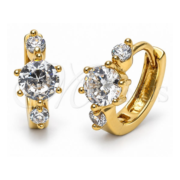 Argolla Huggie 5.130.010 Oro Laminado, con Blanca Zirconia Cubica, Pulido, Tono Dorado