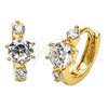 Argolla Huggie 5.130.010 Oro Laminado, con Blanca Zirconia Cubica, Pulido, Tono Dorado